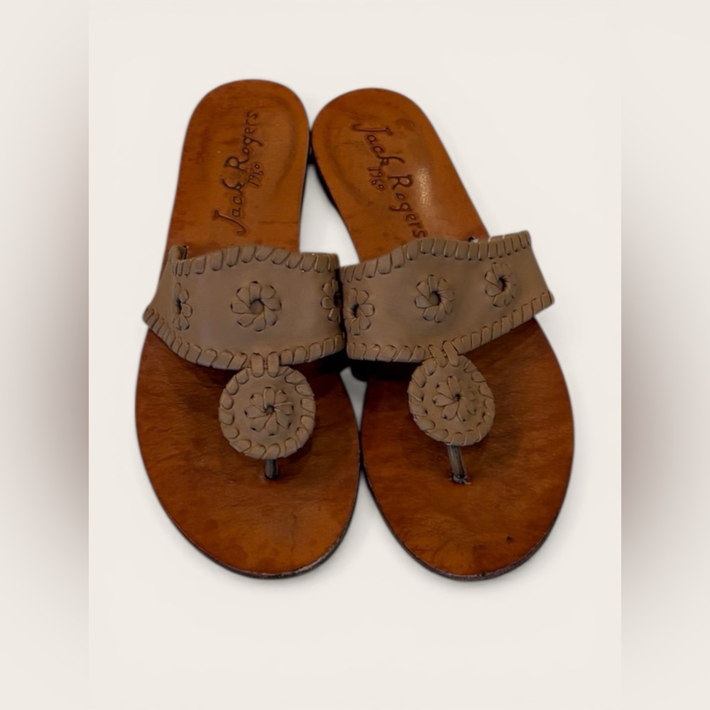 Jack Rogers Tan Leather Miller Sandals